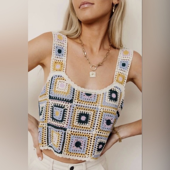 Crochet Patchwork Tank Top, runs a little large. - Picture 1 of 3